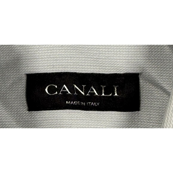 Canali Shirt Mens 16.5 /42 Gray Striped White Dress Button Up Long Sleeve Preppy - Picture 1 of 6